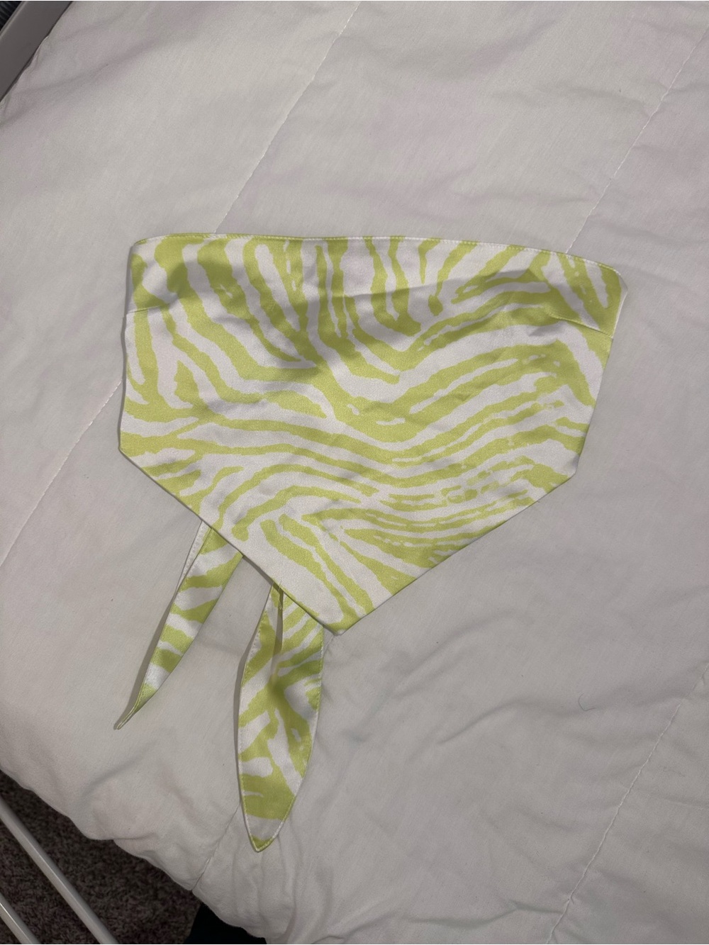 Forever 21 Lime Green and White Zebra Bandana Top
